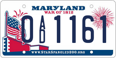 MD license plate 0AD1161