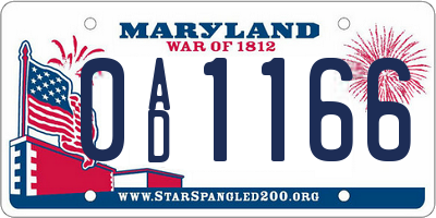 MD license plate 0AD1166