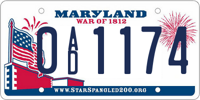 MD license plate 0AD1174