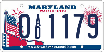 MD license plate 0AD1179