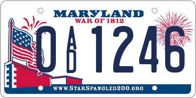 MD license plate 0AD1246
