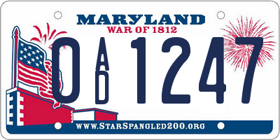 MD license plate 0AD1247