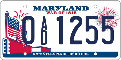 MD license plate 0AD1255