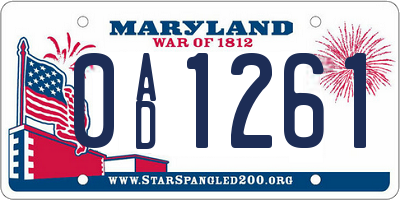 MD license plate 0AD1261