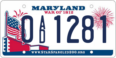 MD license plate 0AD1281