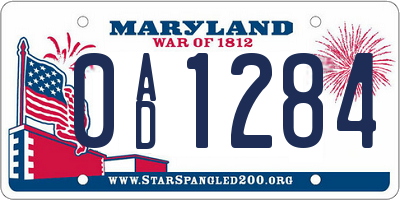 MD license plate 0AD1284