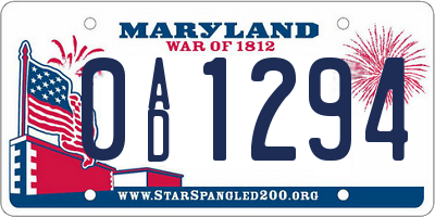 MD license plate 0AD1294