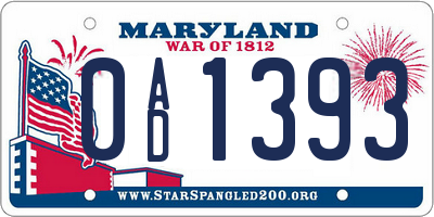 MD license plate 0AD1393