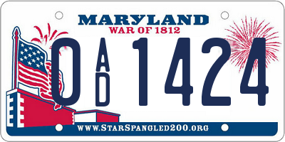 MD license plate 0AD1424