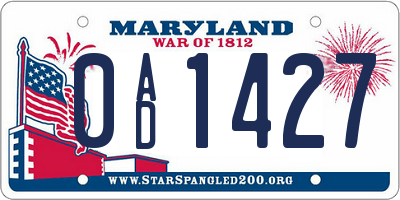 MD license plate 0AD1427