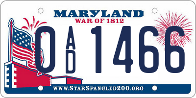 MD license plate 0AD1466
