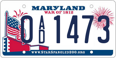 MD license plate 0AD1473