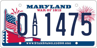 MD license plate 0AD1475