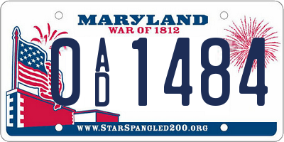 MD license plate 0AD1484
