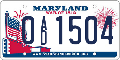 MD license plate 0AD1504