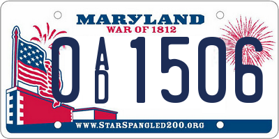 MD license plate 0AD1506
