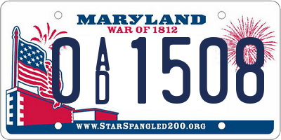 MD license plate 0AD1508