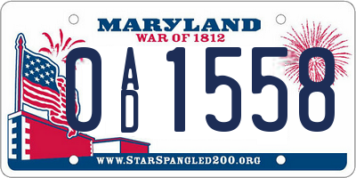 MD license plate 0AD1558