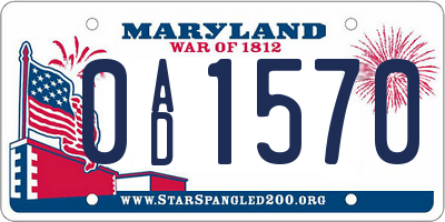 MD license plate 0AD1570