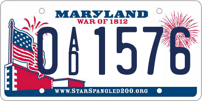 MD license plate 0AD1576