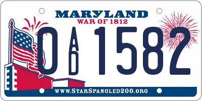 MD license plate 0AD1582