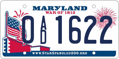 MD license plate 0AD1622
