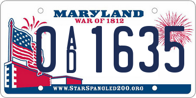 MD license plate 0AD1635