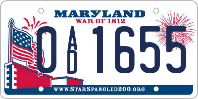 MD license plate 0AD1655
