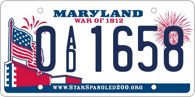 MD license plate 0AD1658