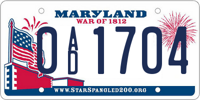 MD license plate 0AD1704