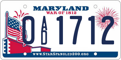 MD license plate 0AD1712