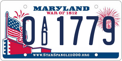 MD license plate 0AD1779