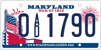 MD license plate 0AD1790