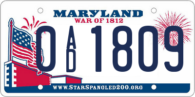 MD license plate 0AD1809