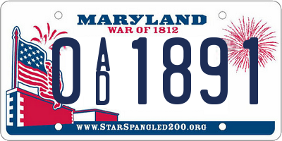 MD license plate 0AD1891