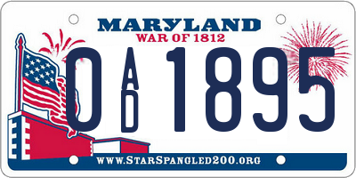 MD license plate 0AD1895