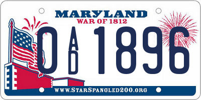 MD license plate 0AD1896