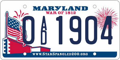 MD license plate 0AD1904