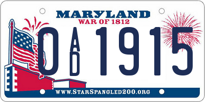 MD license plate 0AD1915
