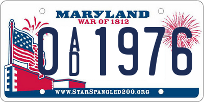 MD license plate 0AD1976