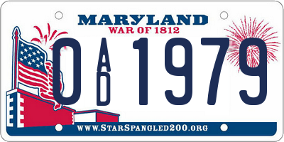 MD license plate 0AD1979