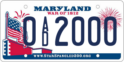 MD license plate 0AD2000