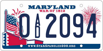 MD license plate 0AD2094