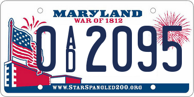 MD license plate 0AD2095