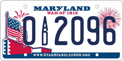 MD license plate 0AD2096