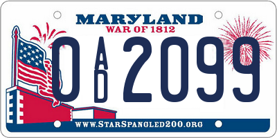 MD license plate 0AD2099