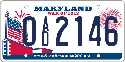 MD license plate 0AD2146