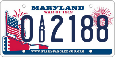 MD license plate 0AD2188