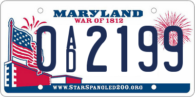 MD license plate 0AD2199