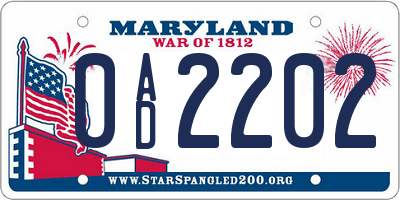 MD license plate 0AD2202